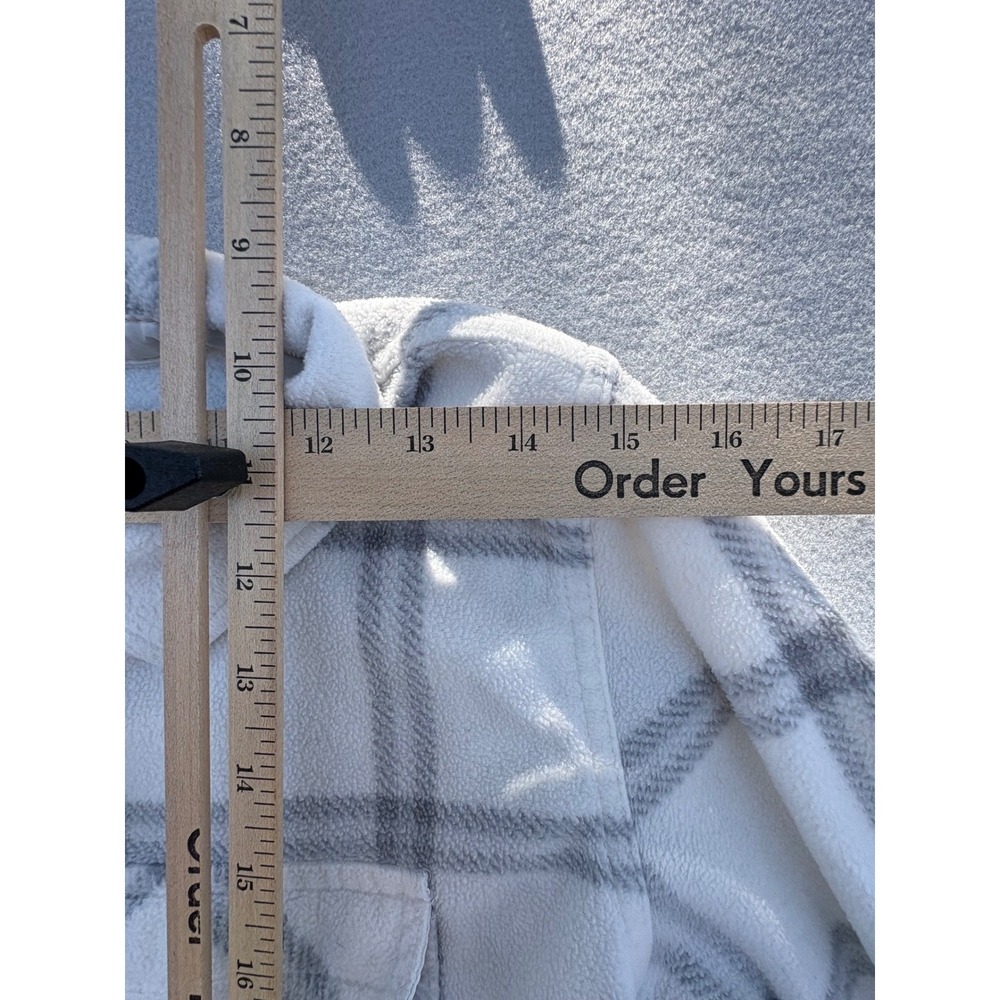 O'Neill Mens Cream Grey Plaid Fleece Shirt Jacket Shacket Size Medium - Picture 7 of 16